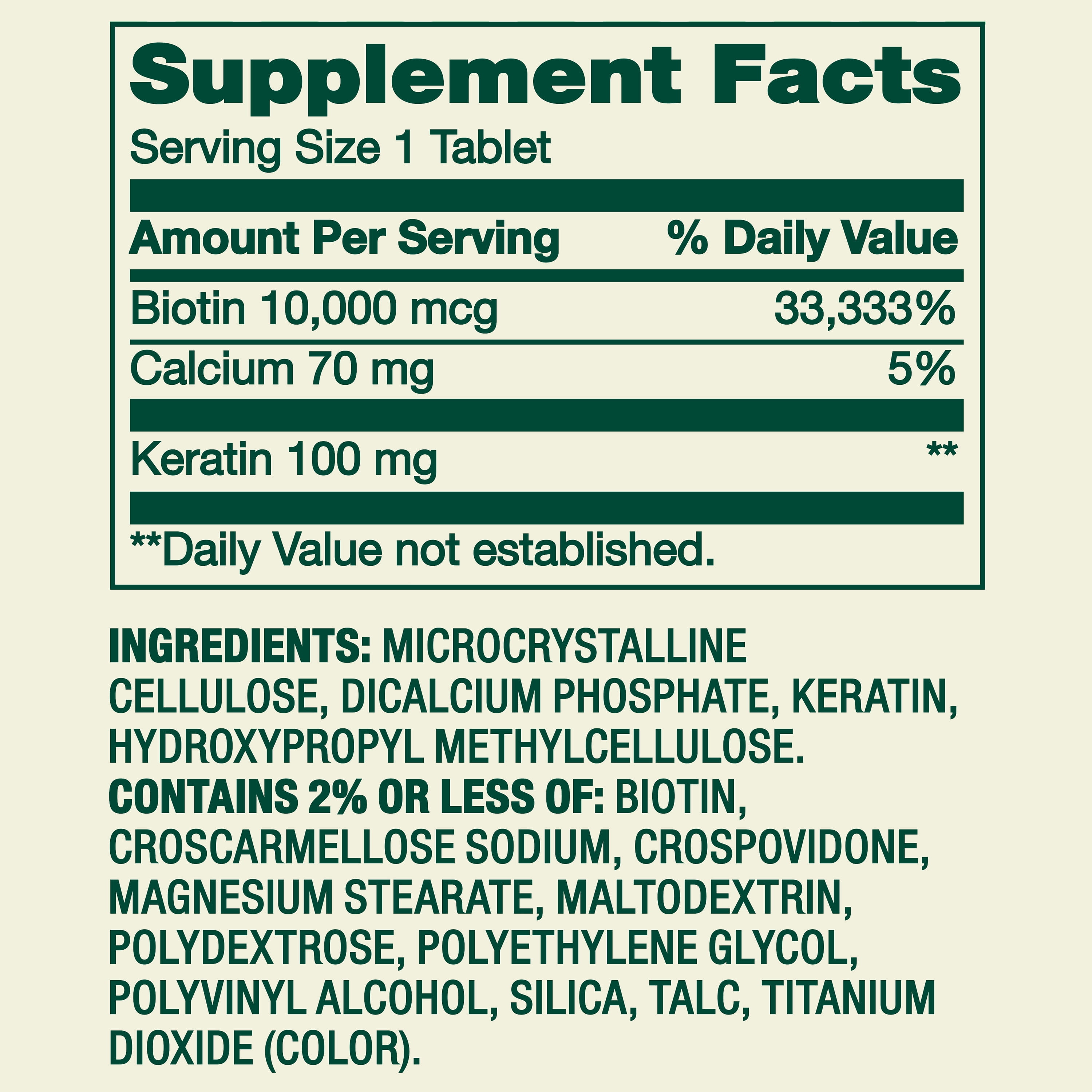 Spring Valley Extra Strength Biotin Plus Keratin Dietary Supplement Tablets for Hair/Skin/Nail Health  10 000 mcg  60 Count