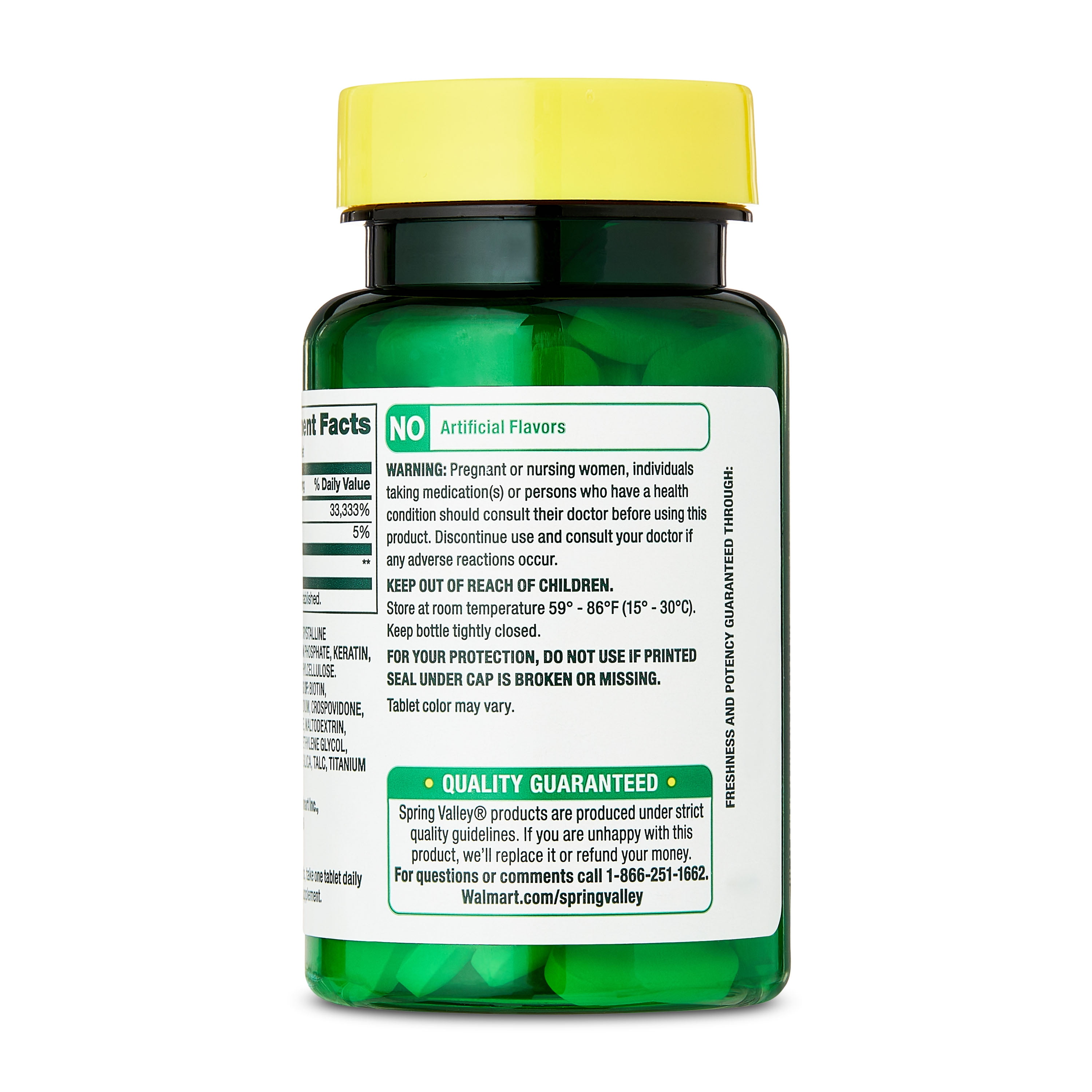 Spring Valley Extra Strength Biotin Plus Keratin Dietary Supplement Tablets for Hair/Skin/Nail Health  10 000 mcg  60 Count