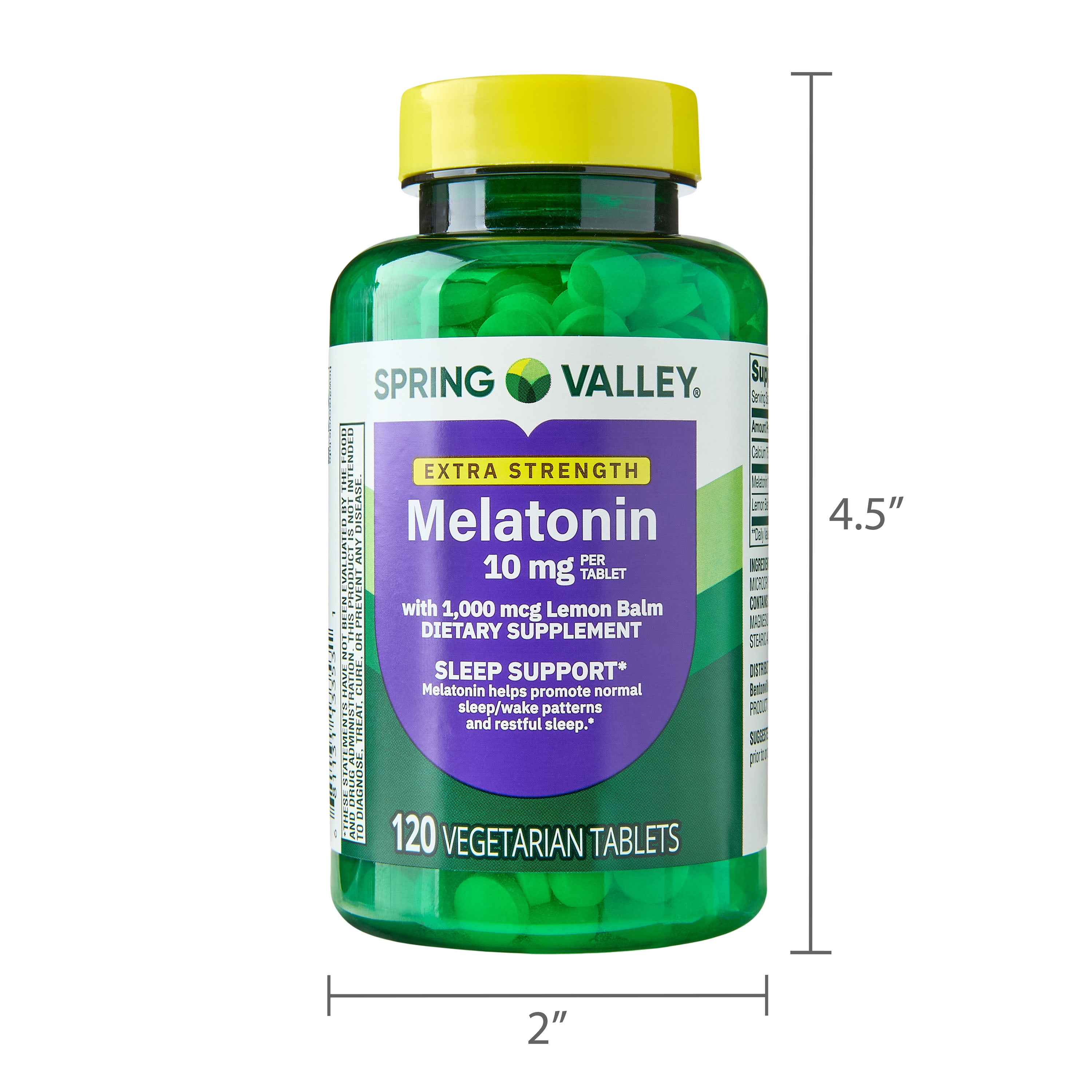Spring Valley Extra Strength Melatonin Tablets Sleep Support Dietary Supplement  10 mg  120 Count