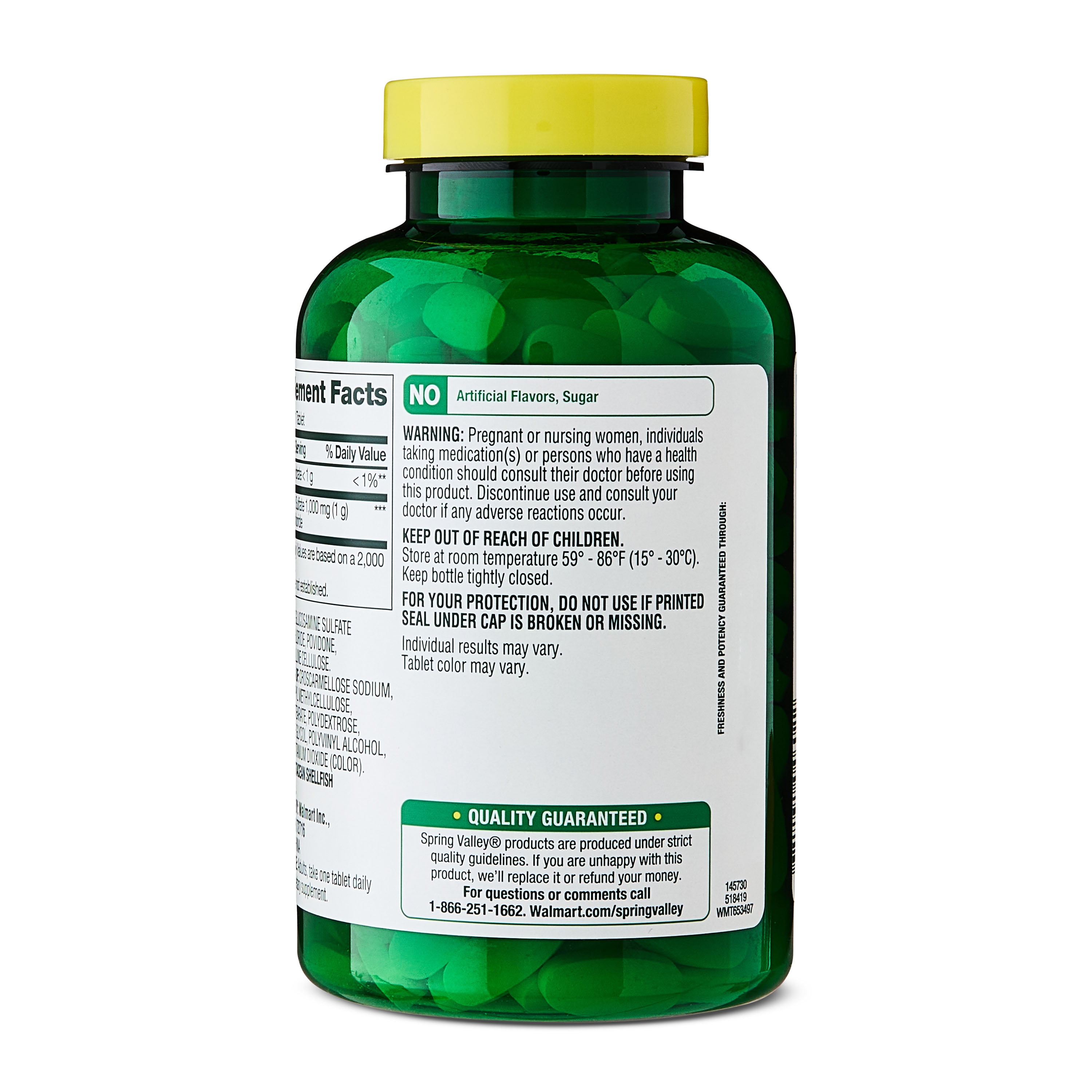 Spring Valley Glucosamine Sulfate Potassium Chloride Dietary Supplement Tablets for Joint Health  1 000 mg  200 Count