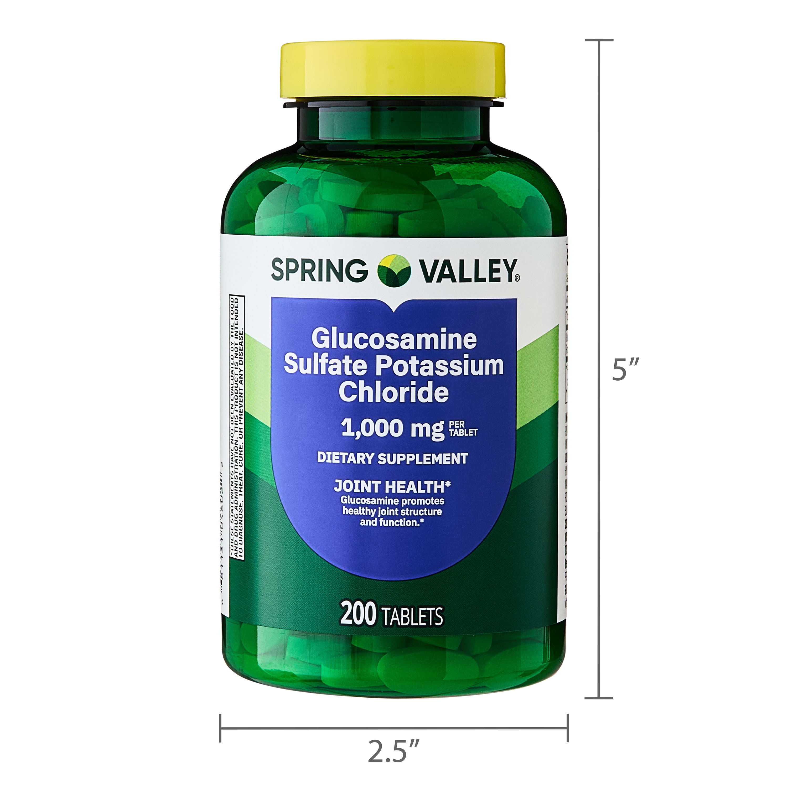 Spring Valley Glucosamine Sulfate Potassium Chloride Dietary Supplement Tablets for Joint Health  1 000 mg  200 Count