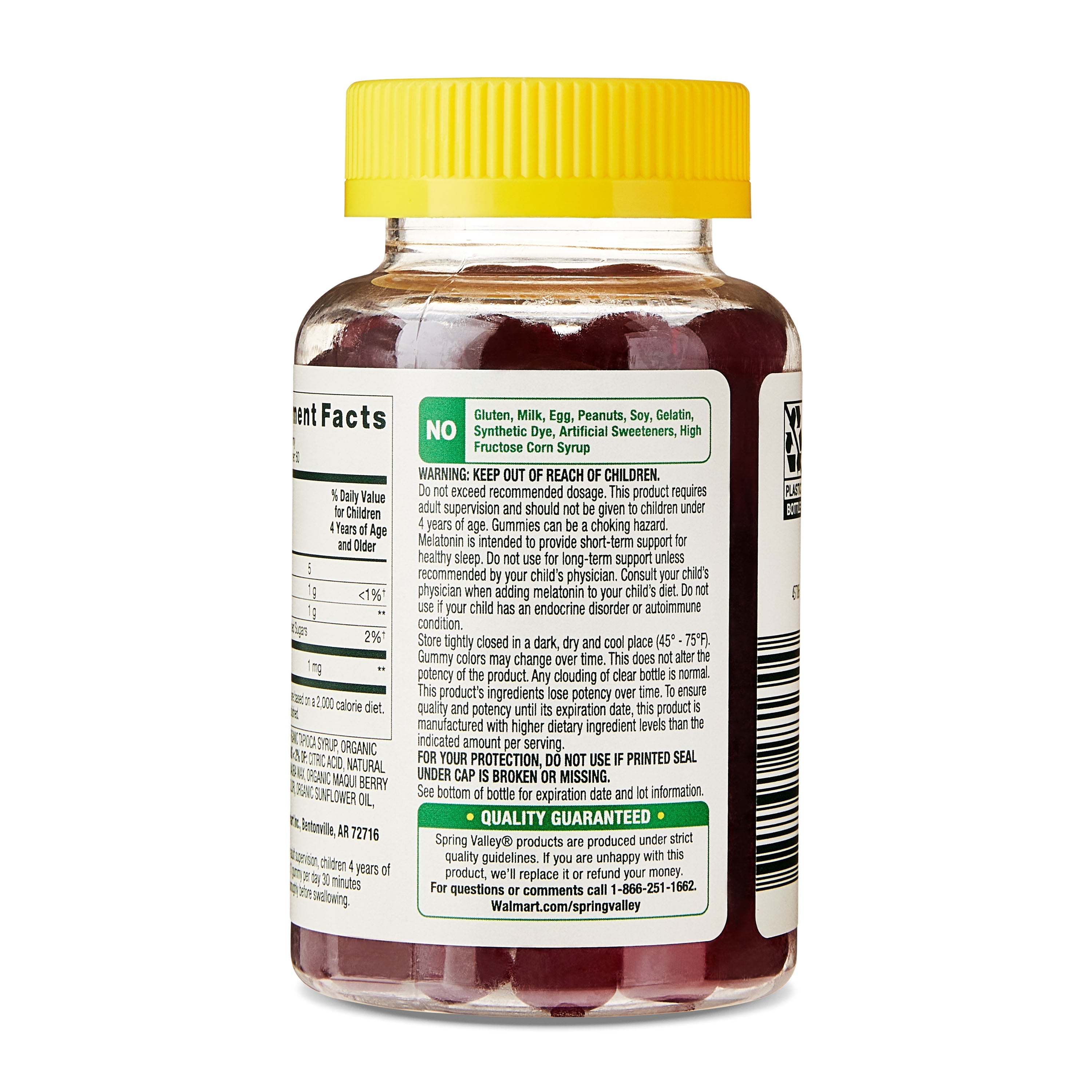 Spring Valley Kids Melatonin Dietary Supplement Gummies  Raspberry  1 mg  60 Count