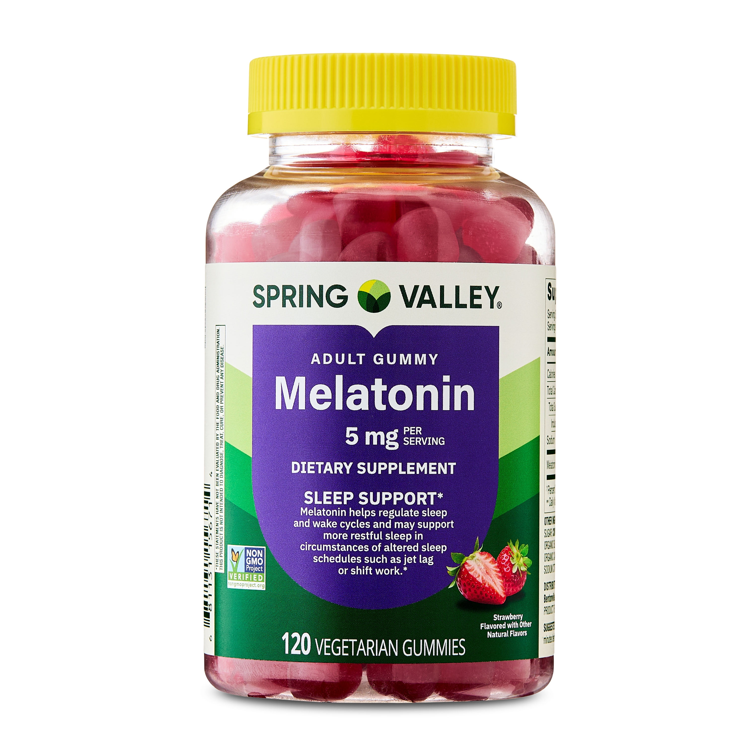 Spring Valley Non GMO Melatonin Sleep Support Dietary Supplement Gummies  Strawberry  5 mg  120 Count
