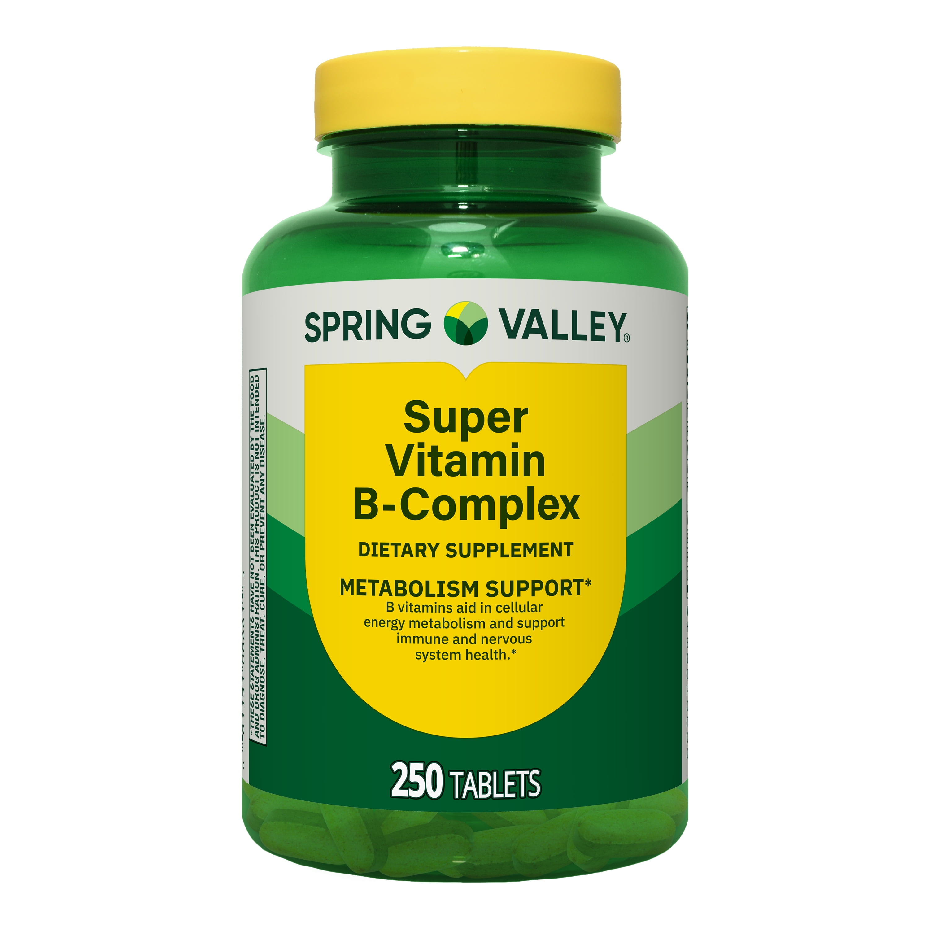 Spring Valley Super Vitamin B Complex Dietary Supplement Tablets for Metabolism Support  250 Count