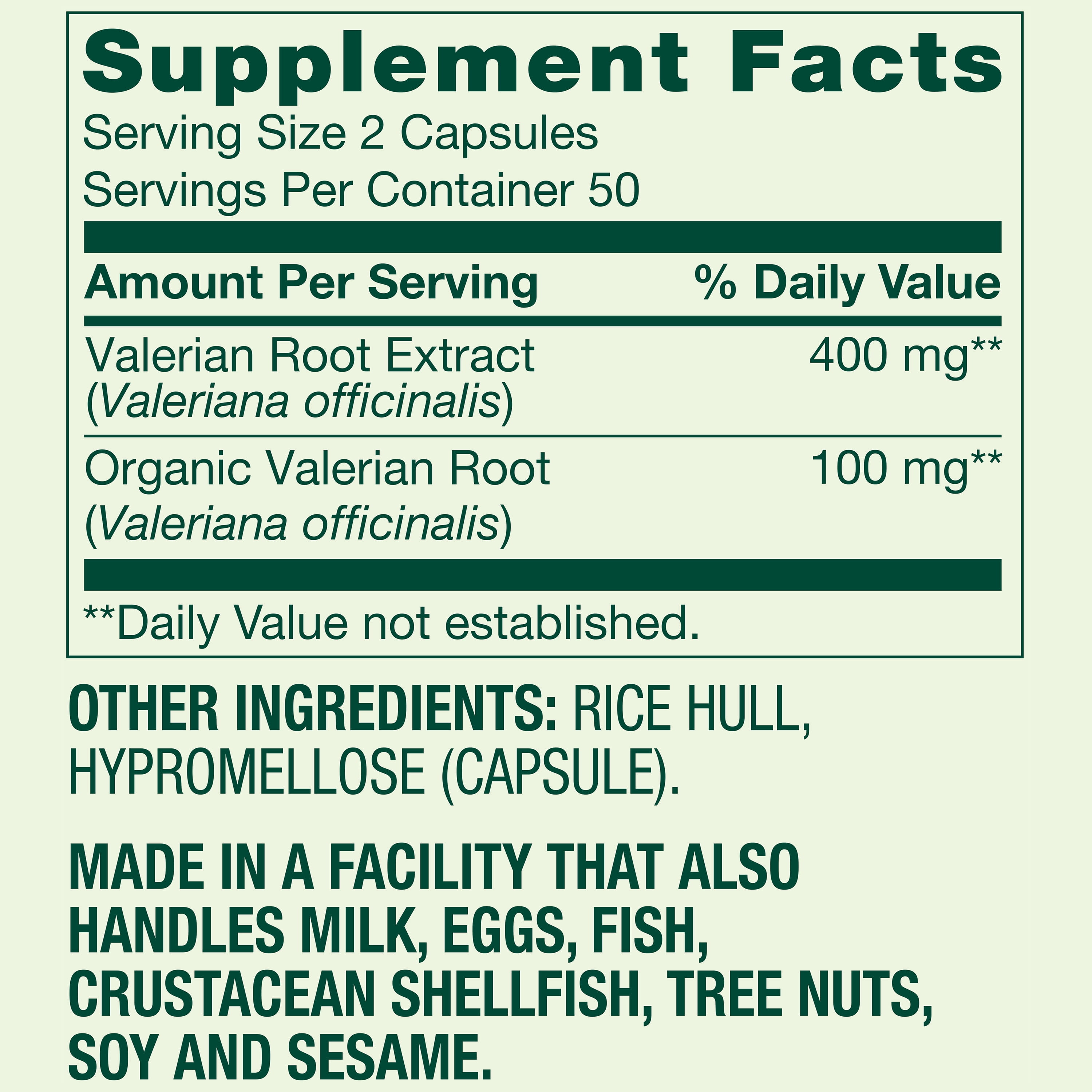 Spring Valley Valerian Root Capsules  500 mg  100 Count