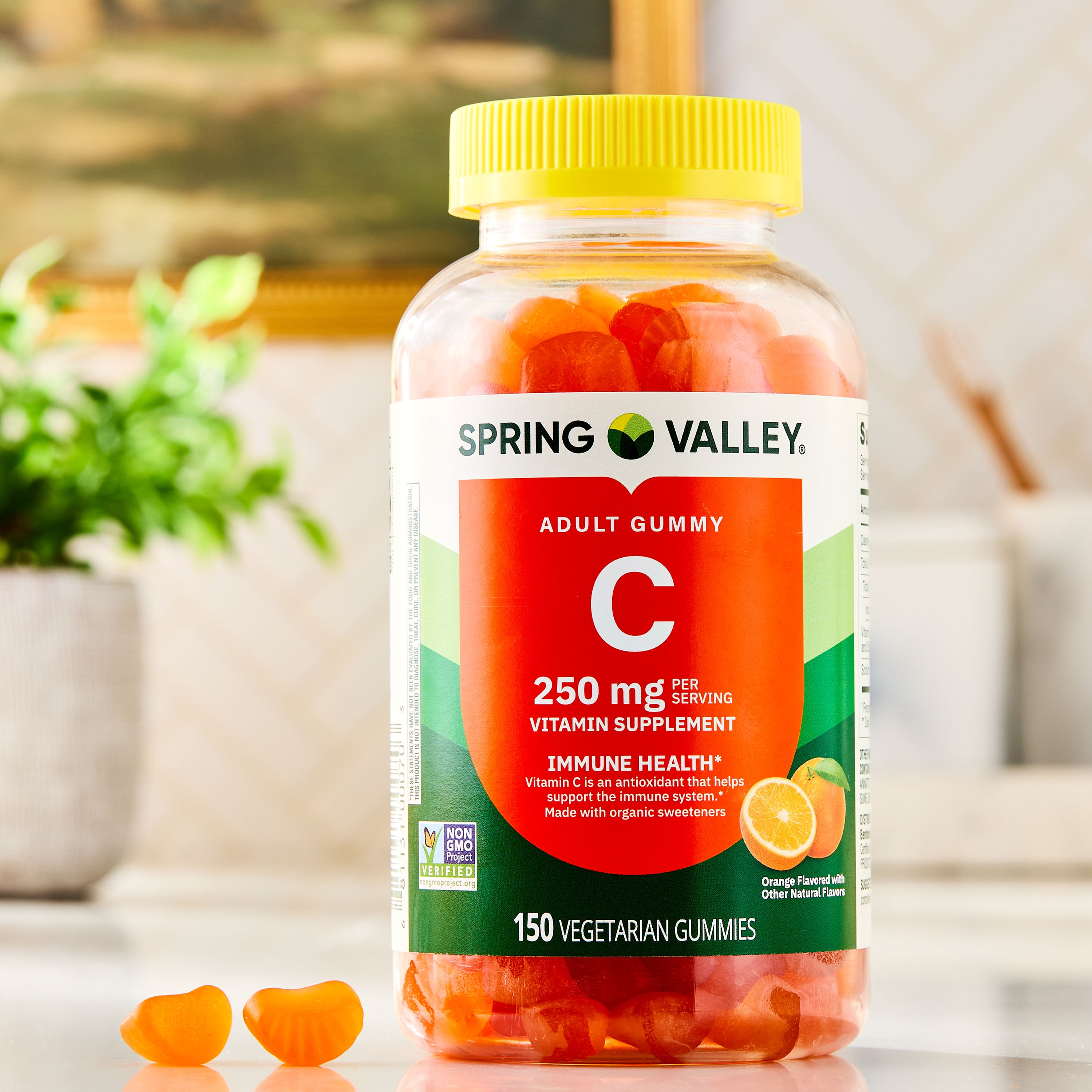 Spring Valley Vitamin C Supplement Vegetarian Gummies for Immune Health  Orange Flavor  250 mg  150 Count