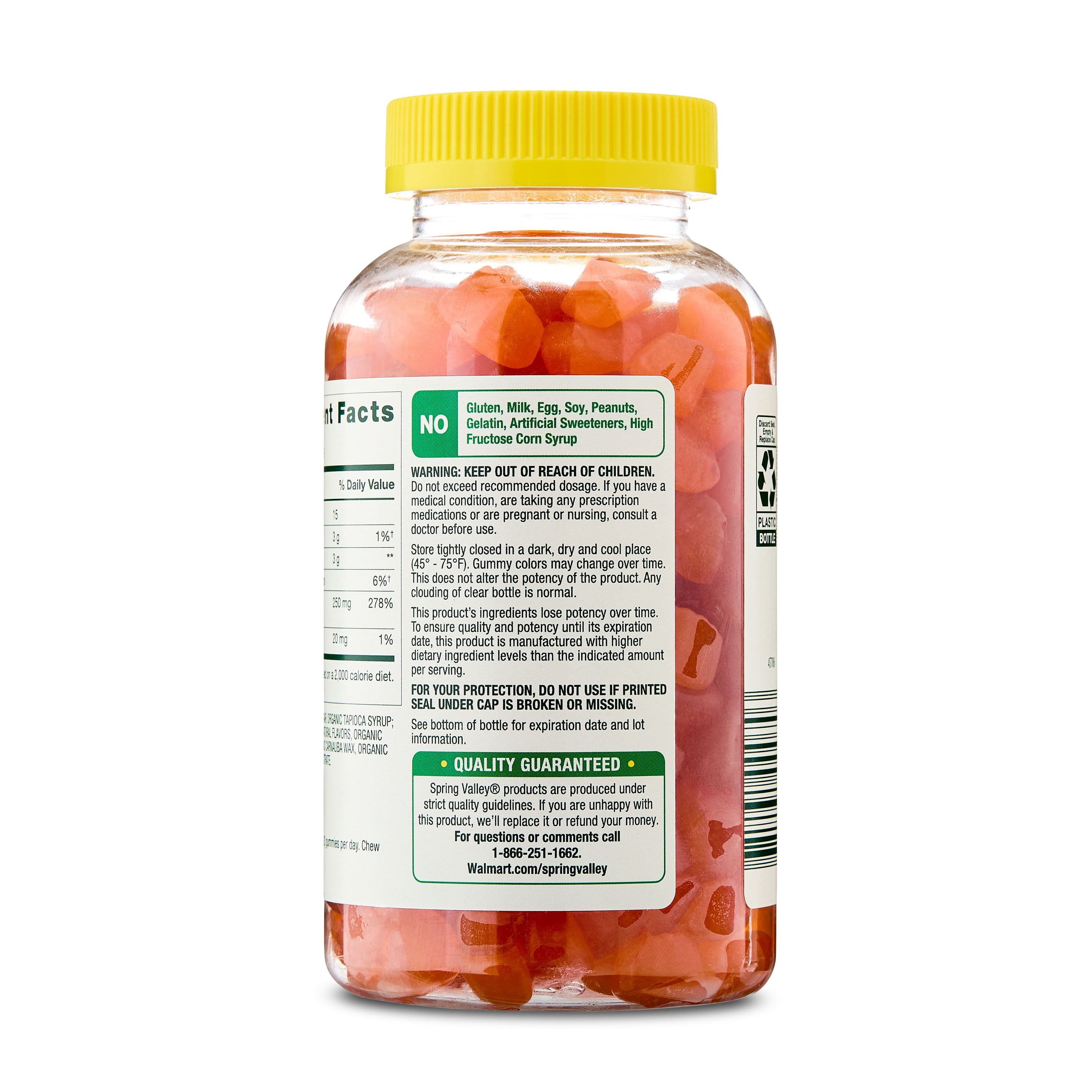 Spring Valley Vitamin C Supplement Vegetarian Gummies for Immune Health  Orange Flavor  250 mg  150 Count