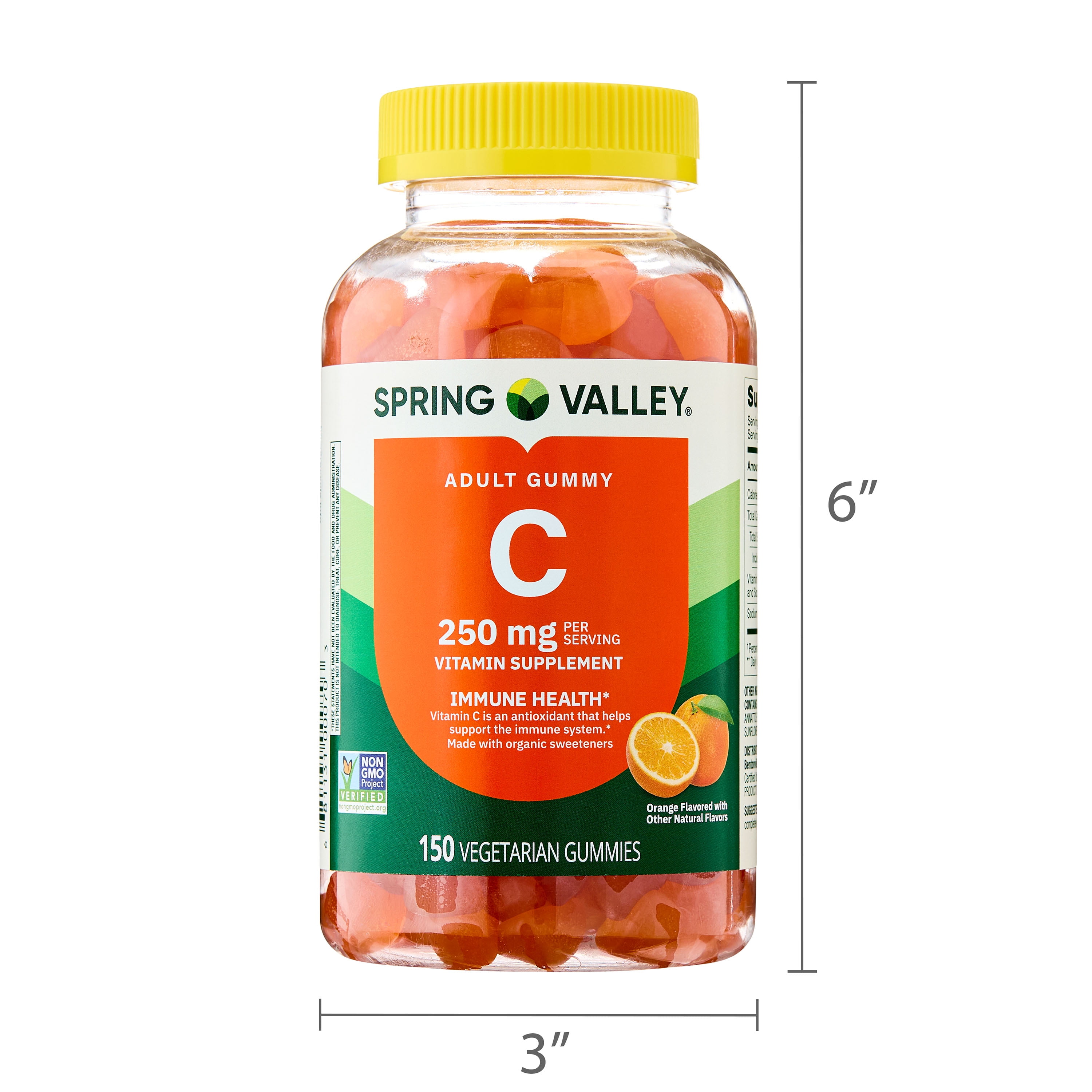 Spring Valley Vitamin C Supplement Vegetarian Gummies for Immune Health  Orange Flavor  250 mg  150 Count