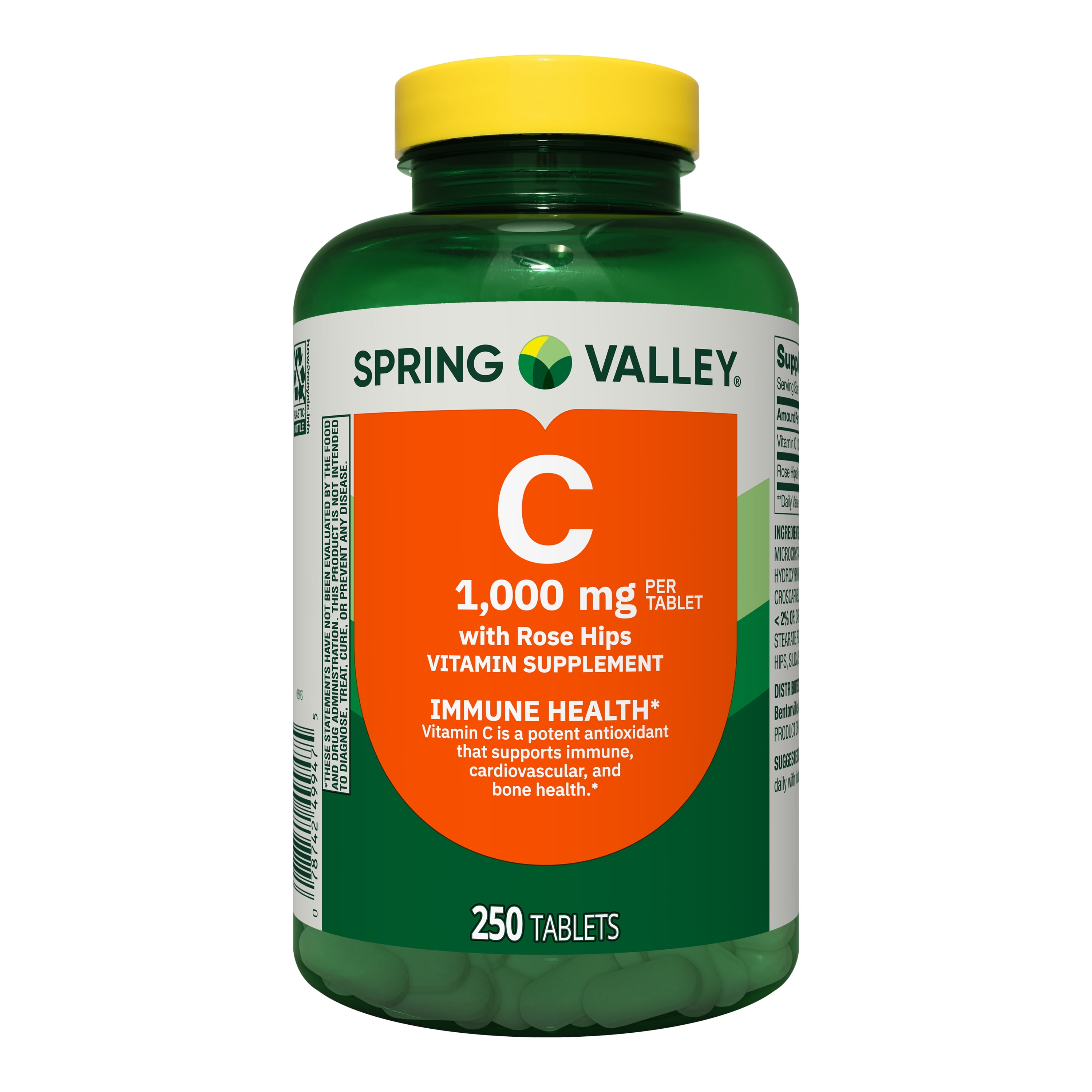 Spring Valley Vitamin C with Rose Hips Dietary Supplement Tablets  1000 mg  250 Count