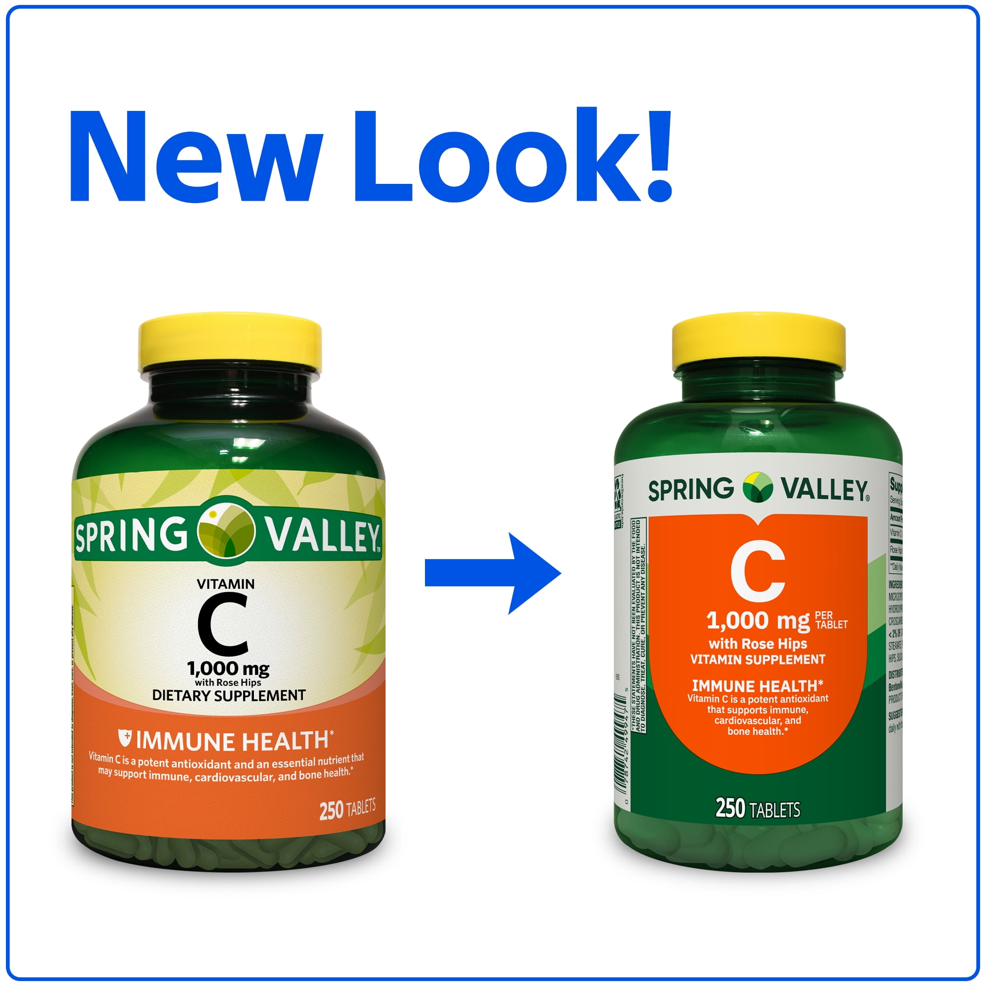 Spring Valley Vitamin C with Rose Hips Dietary Supplement Tablets  1000 mg  250 Count