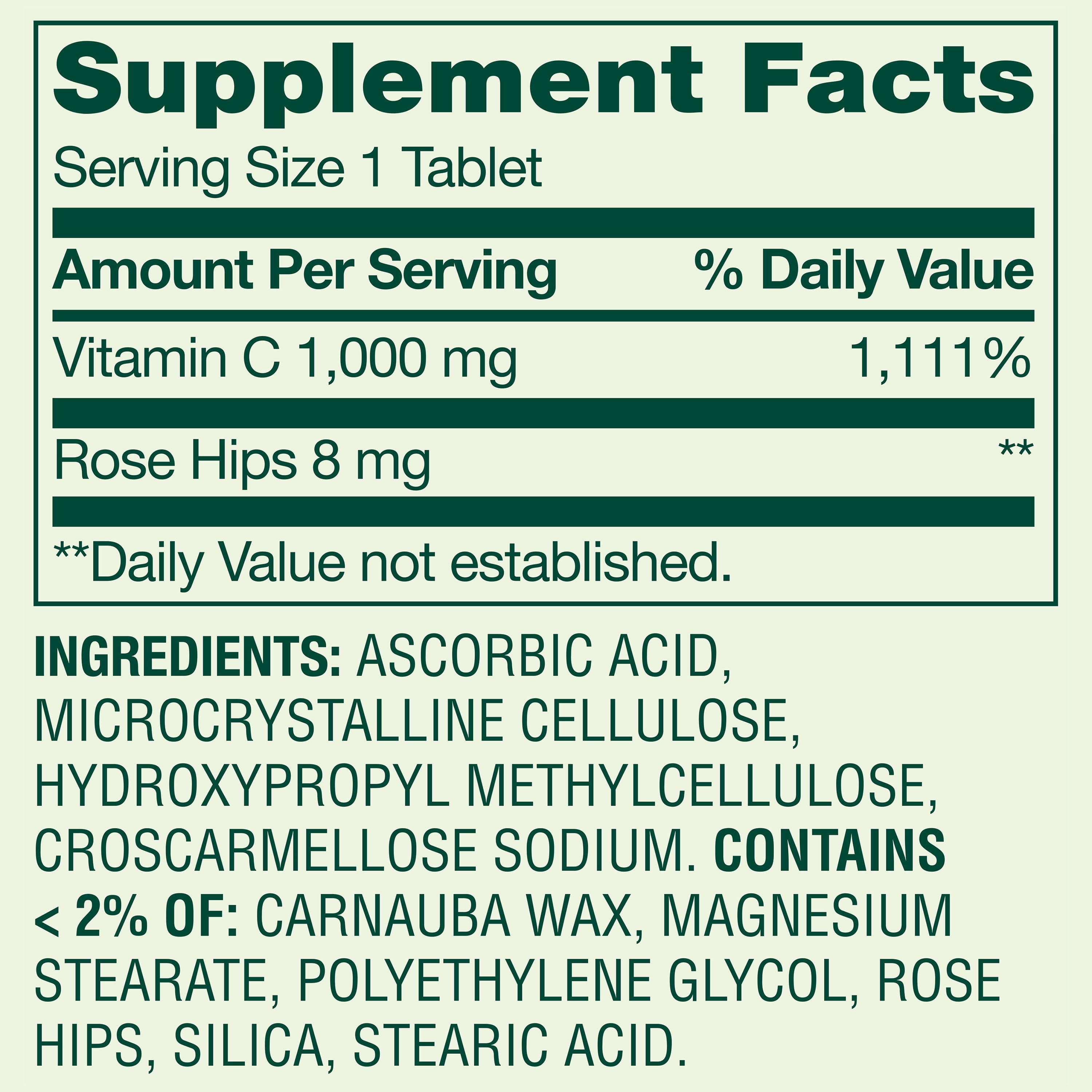 Spring Valley Vitamin C with Rose Hips Dietary Supplement Tablets  1000 mg  250 Count