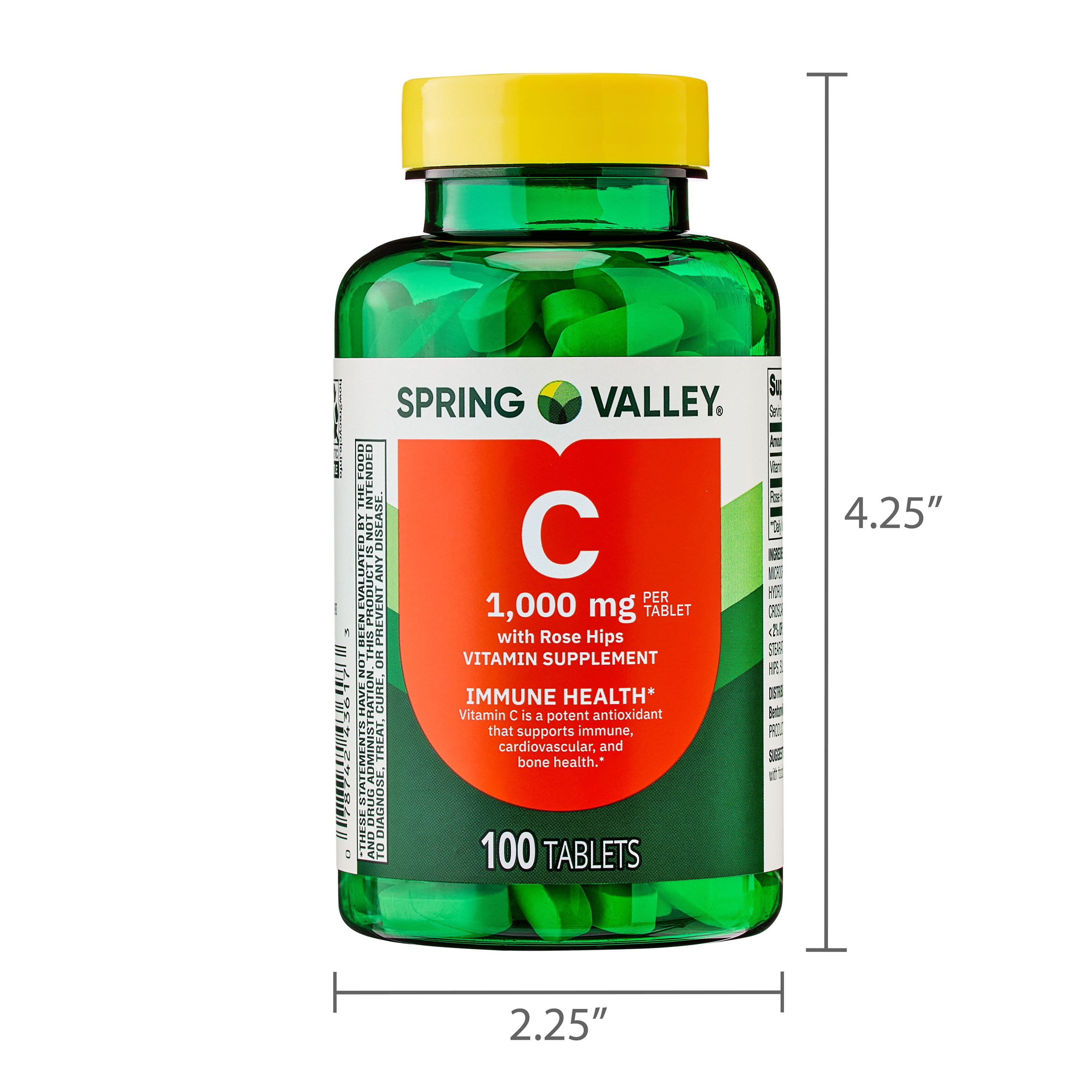 Spring Valley Vitamin C with Rose Hips Dietary Supplement Tablets  1000 mg  250 Count