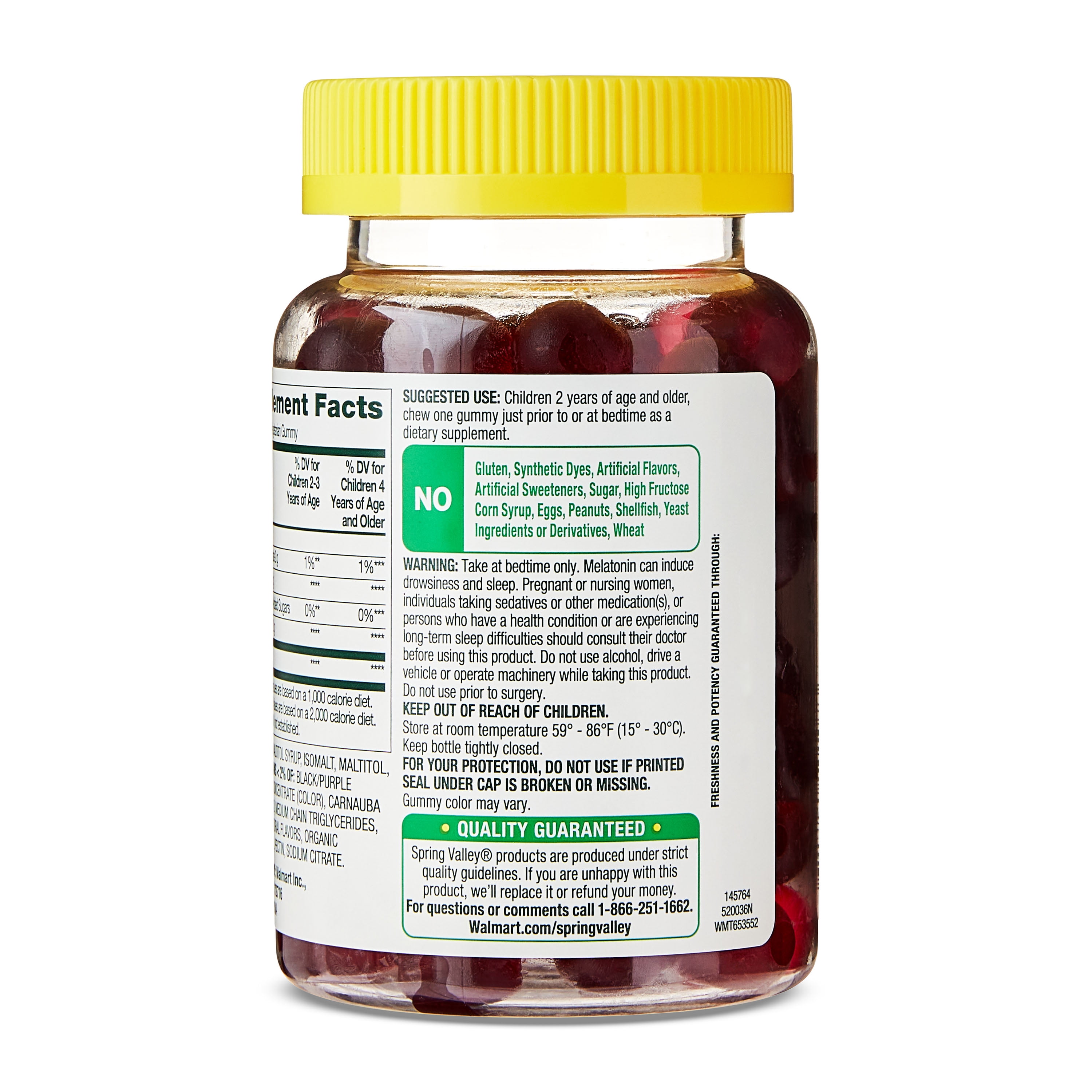 Spring Valley Zero Sugar Kids Melatonin Sleep Support Dietary Supplement Gummies  Raspberry and Blackberry  1 mg  120 Count