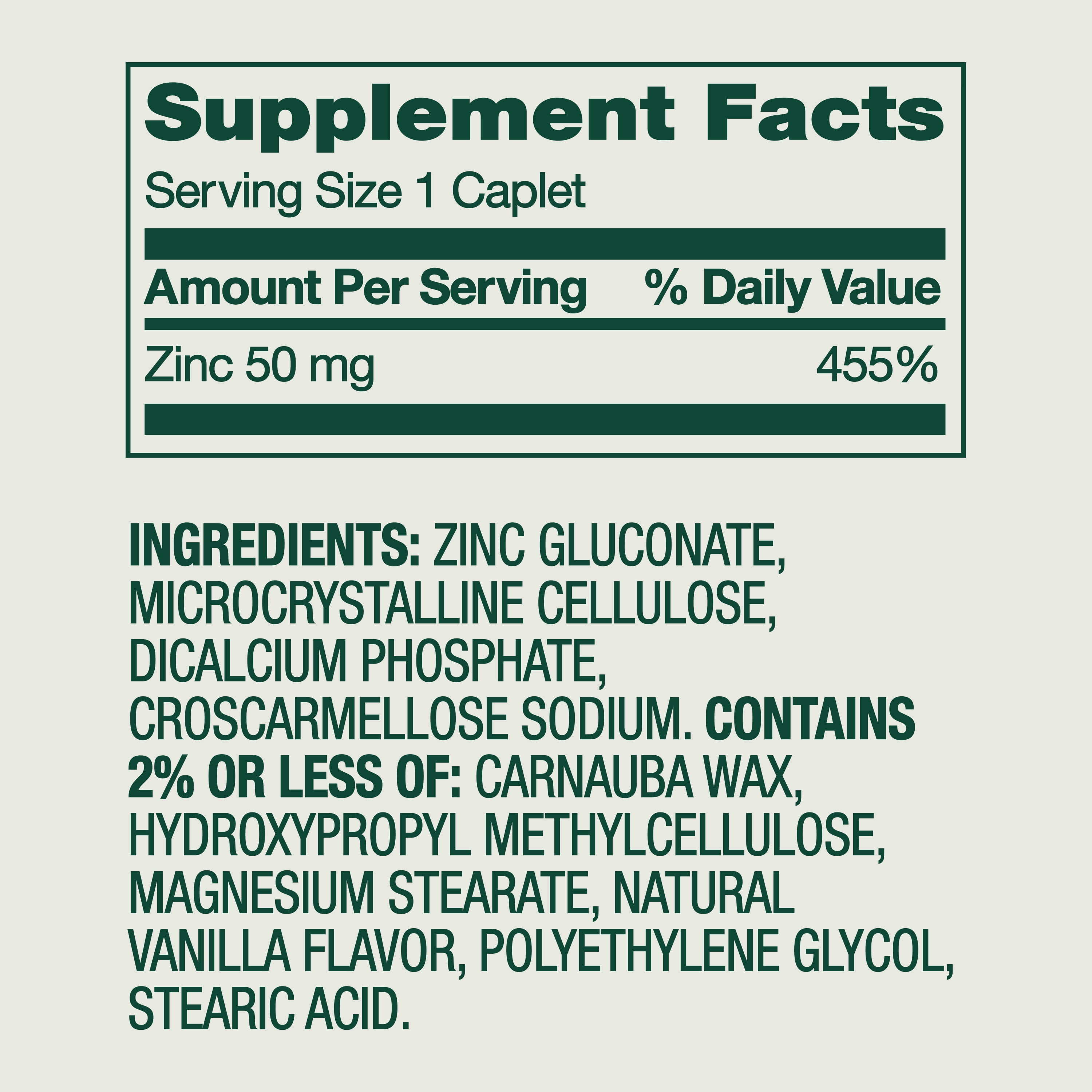 Spring Valley Zinc Dietary Supplement Caplets for Immune Health  50 mg  200 Count