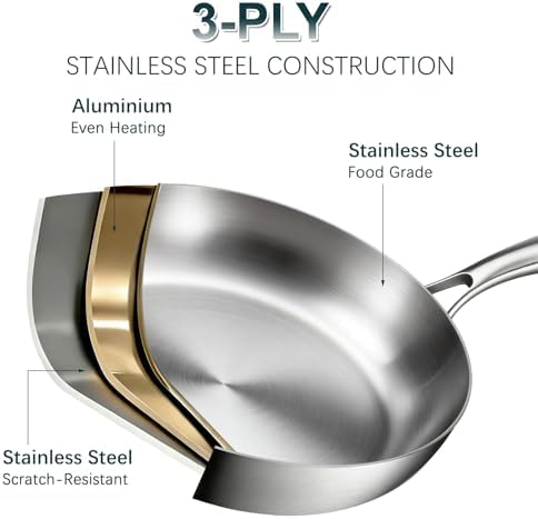 Stainless Steel Cookware Set   24 PCS Kitchen Cookware Sets with 3 Ply Frying Pan and Steamer  Cool Handles  Heavy Duty Chef Quality  Pots and Pans Set Compatible with All Stoves