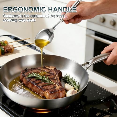 Stainless Steel Cookware Set   24 PCS Kitchen Cookware Sets with 3 Ply Frying Pan and Steamer  Cool Handles  Heavy Duty Chef Quality  Pots and Pans Set Compatible with All Stoves