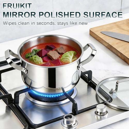 Stainless Steel Cookware Set   21 PCS Kitchen Cookware Sets with 3 Ply Frying Pan  Even Heating  Cool Handle  Chef Quality Cooking Set  Pots and Pans Set Induction Ready  Dishwasher Safe
