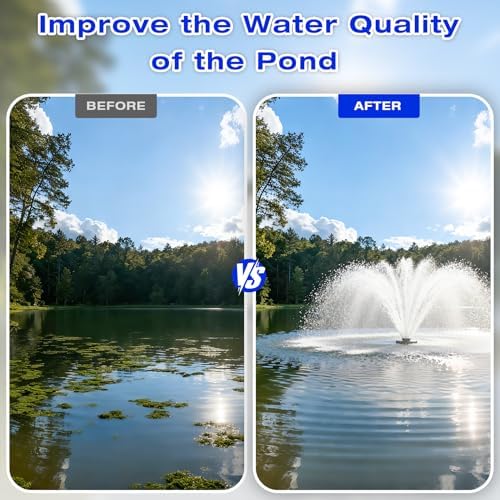 Stainless Steel Metal Pond Fountain Aerator  1HP 110V 15000 GPH Fountain Pump  100 FT Power Cord  Automatic Aerating Fountain Pump with Programmable Timer for Outdoor Large Ponds & Lakes