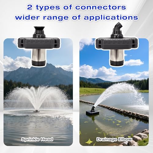 Stainless Steel Metal Pond Fountain Aerator  1HP 110V 15000 GPH Fountain Pump  100 FT Power Cord  Automatic Aerating Fountain Pump with Programmable Timer for Outdoor Large Ponds & Lakes