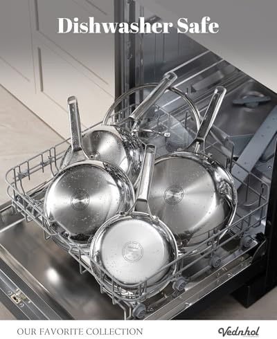 Stainless Steel Pan with Lid 12 Inch Stainless Steel Frying Pan Tri Ply Stainless Steel Skillet Steel Pan for Cooking PFOA&PTFE Free Dishwasher and Oven Safe Induction&All Stove Compatible