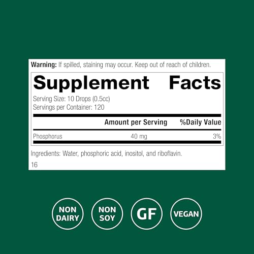 Standard Process Phosfood Liquid   Phosphorus Supplement for Nutritional Balance   Gluten Free  Vegan & Non Soy   60 mL  2 fl oz 