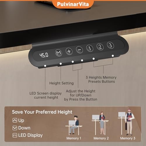 Standing Desk Frame  Stand up Desk Frame Workstation  Electric Adjustable Legs  3 Memory Height Settings  with Cable Management Tray  4pcs Headphone Hook