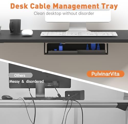 Standing Desk Frame  Stand up Desk Frame Workstation  Electric Adjustable Legs  3 Memory Height Settings  with Cable Management Tray  4pcs Headphone Hook