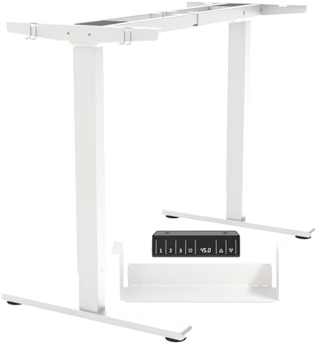 Standing Desk Frame  Stand up Desk Frame Workstation  Electric Adjustable Legs  3 Memory Height Settings  with Cable Management Tray  4pcs Headphone Hook
