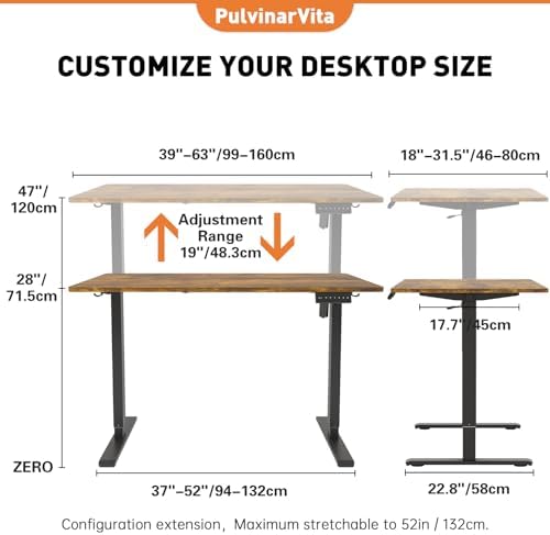 Standing Desk Frame  Stand up Desk Frame Workstation  Electric Adjustable Legs  3 Memory Height Settings  with Cable Management Tray and Storage Bag  2pcs Headphone Hook