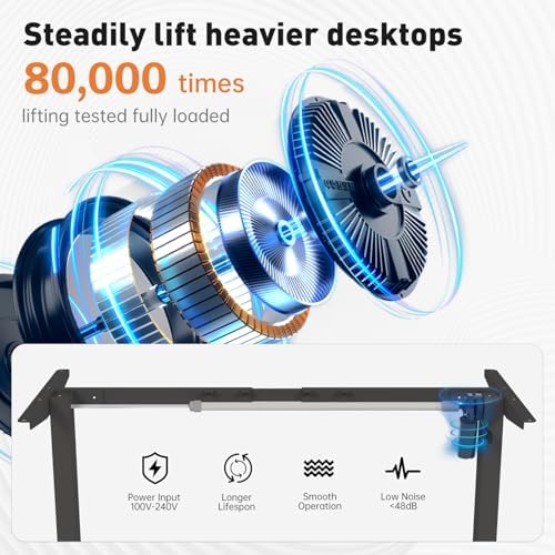 Standing Desk Frame  Stand up Desk Frame Workstation  Electric Adjustable Legs  3 Memory Height Settings  with Cable Management Tray and Storage Bag  2pcs Headphone Hook