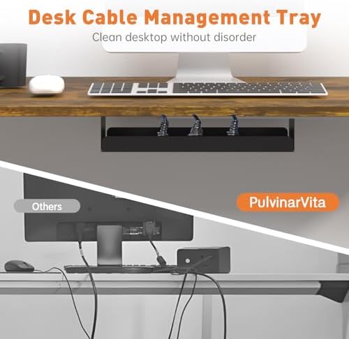 Standing Desk Frame  Stand up Desk Frame Workstation  Electric Adjustable Legs  3 Memory Height Settings  with Cable Management Tray and Storage Bag  2pcs Headphone Hook