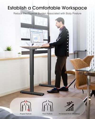 Standing Desk Frame with Powerful Dual Motor  265 lbs Weight Capacity  Electric Adjustable Desk Legs for Max 75 x 35 4  Desktop  3 Memory Height Settings  Black Frame Only