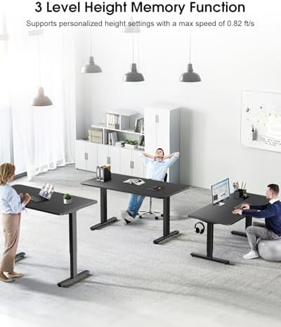 Standing Desk Frame with Powerful Dual Motor  265 lbs Weight Capacity  Electric Adjustable Desk Legs for Max 75 x 35 4  Desktop  3 Memory Height Settings  Black Frame Only
