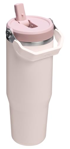 Stanley IceFlow 2 0 Flip Straw Tumbler with Handle 30 oz   Twist On Lid and Flip Up Straw   Leak Resistant Water Bottle   Insulated Stainless Steel   BPA Free   Rose Quartz