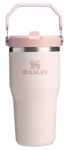 Stanley IceFlow 2 0 Flip Straw Tumbler with Handle 20 oz   Twist On Lid and Flip Up Straw   Leak Resistant Water Bottle   Insulated Stainless Steel   BPA Free   Rose Quartz