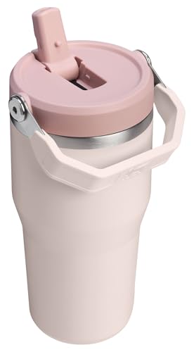 Stanley IceFlow 2 0 Flip Straw Tumbler with Handle 20 oz   Twist On Lid and Flip Up Straw   Leak Resistant Water Bottle   Insulated Stainless Steel   BPA Free   Rose Quartz