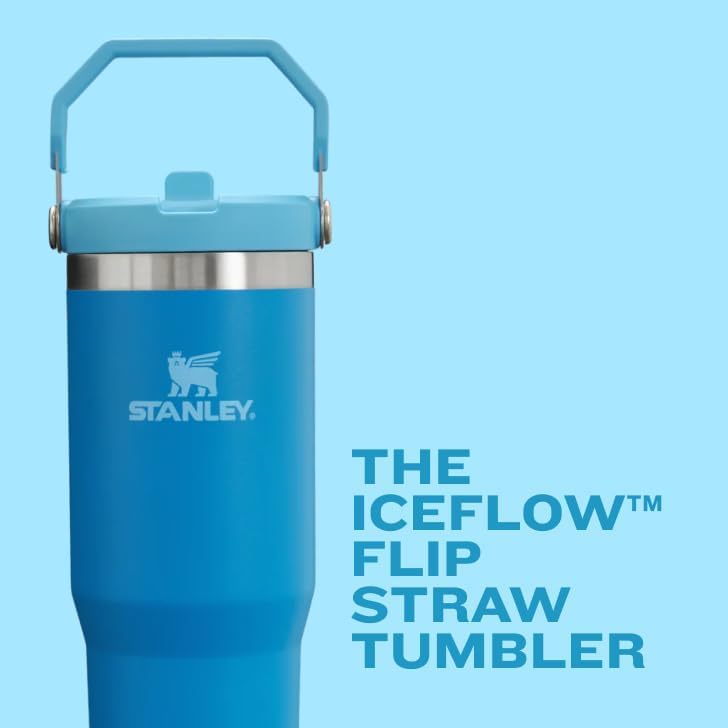 Stanley IceFlow 2 0 Flip Straw Tumbler with Handle 20 oz   Twist On Lid and Flip Up Straw   Leak Resistant Water Bottle   Insulated Stainless Steel   BPA Free   Rose Quartz
