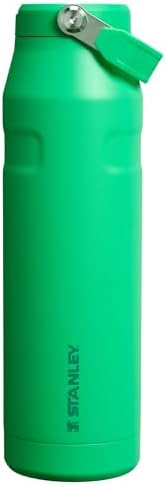 STANLEY - Botella de agua IceFlow Flip Straw 2.0 con pajilla abatible, abertura más grande, acero inoxidable aislado, sin bisfenol A, 36 onzas, liviana y antiderrames, color verde Meadow