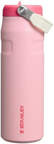 STANLEY - Botella de agua IceFlow Flip Straw 2.0 con pajilla abatible, abertura más grande, acero inoxidable aislado, sin bisfenol A, 36 onzas, liviana y antiderrames, color verde Meadow