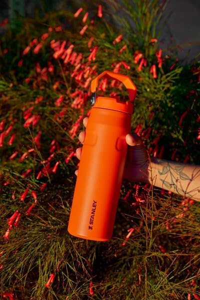 STANLEY - Botella de agua IceFlow Flip Straw 2.0 con pajilla abatible, abertura más grande, acero inoxidable aislado, sin bisfenol A, 36 onzas, liviana y antiderrames, color verde Meadow