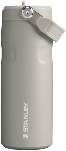 STANLEY - Botella de agua IceFlow Flip Straw 2.0 con pajilla abatible, abertura más grande, acero inoxidable aislado, sin bisfenol A, 36 onzas, liviana y antiderrames, color verde Meadow