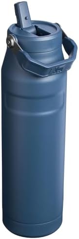 STANLEY - Botella de agua IceFlow Flip Straw 2.0 con pajilla abatible, abertura más grande, acero inoxidable aislado, sin bisfenol A, 36 onzas, liviana y antiderrames, color verde Meadow