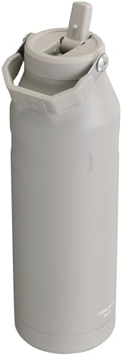 STANLEY - Botella de agua IceFlow Flip Straw 2.0 con pajilla abatible, abertura más grande, acero inoxidable aislado, sin bisfenol A, 36 onzas, liviana y antiderrames, color verde Meadow