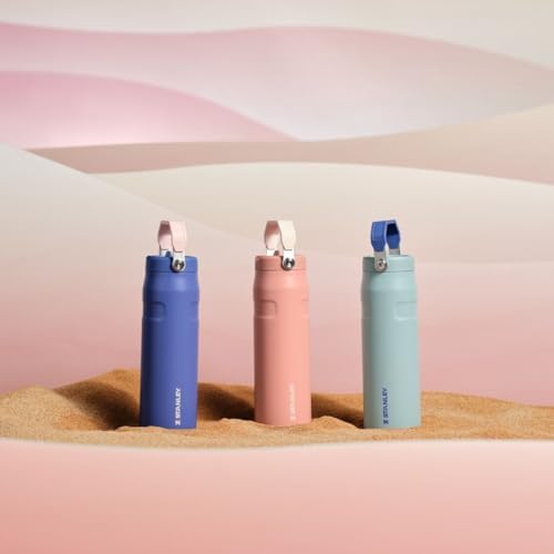 STANLEY - Botella de agua IceFlow Flip Straw 2.0 con pajilla abatible, abertura más grande, acero inoxidable aislado, sin bisfenol A, 36 onzas, liviana y antiderrames, color verde Meadow