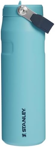 STANLEY - Botella de agua IceFlow Flip Straw 2.0 con pajilla abatible, abertura más grande, acero inoxidable aislado, sin bisfenol A, 36 onzas, liviana y antiderrames, color verde Meadow