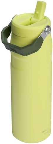 STANLEY - Botella de agua IceFlow Flip Straw 2.0 con pajilla abatible, abertura más grande, acero inoxidable aislado, sin bisfenol A, 36 onzas, liviana y antiderrames, color verde Meadow