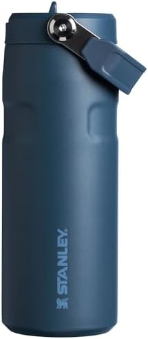 STANLEY - Botella de agua IceFlow Flip Straw 2.0 con pajilla abatible, abertura más grande, acero inoxidable aislado, sin bisfenol A, 36 onzas, liviana y antiderrames, color verde Meadow