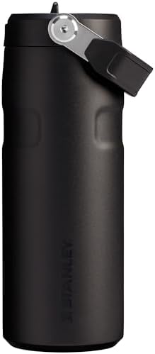 STANLEY - Botella de agua IceFlow Flip Straw 2.0 con pajilla abatible, abertura más grande, acero inoxidable aislado, sin bisfenol A, 36 onzas, liviana y antiderrames, color verde Meadow