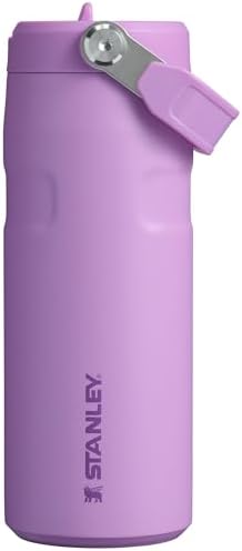 STANLEY - Botella de agua IceFlow Flip Straw 2.0 con pajilla abatible, abertura más grande, acero inoxidable aislado, sin bisfenol A, 36 onzas, liviana y antiderrames, color verde Meadow