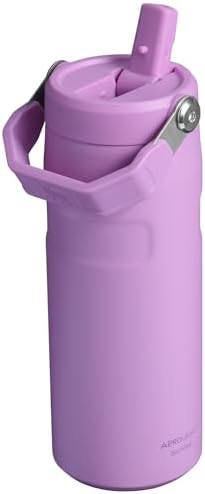 STANLEY - Botella de agua IceFlow Flip Straw 2.0 con pajilla abatible, abertura más grande, acero inoxidable aislado, sin bisfenol A, 36 onzas, liviana y antiderrames, color verde Meadow